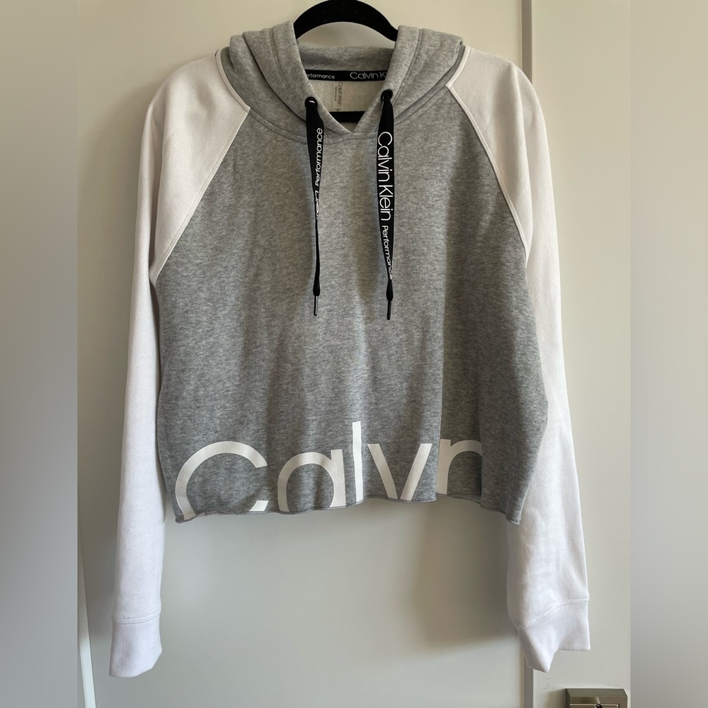 Cropped Calvin Klein Color-Block Hoodie